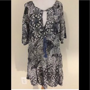 Free people tunic dress cold shoulder blue gray xs